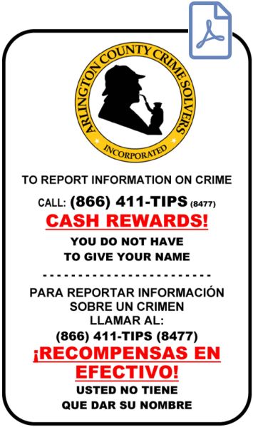 Arlington County Crime Solvers Poster - Bilingual Arlington County Crime Solvers Poster - Bilingual