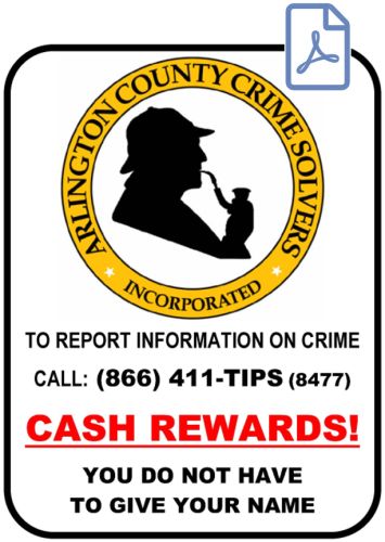 Arlington County Crime Solvers Poster - English Arlington County Crime Solvers Poster - English